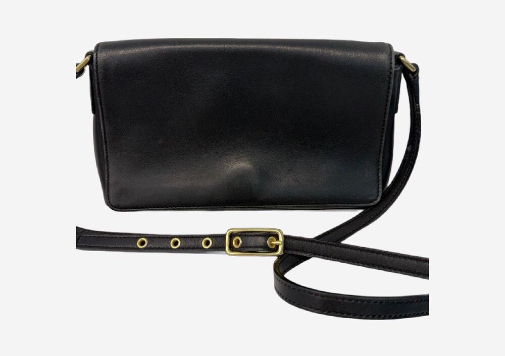 COACH legacy West Demi Flap Bag Black Leather Style 9599 Vintage 2003 Purse Shou